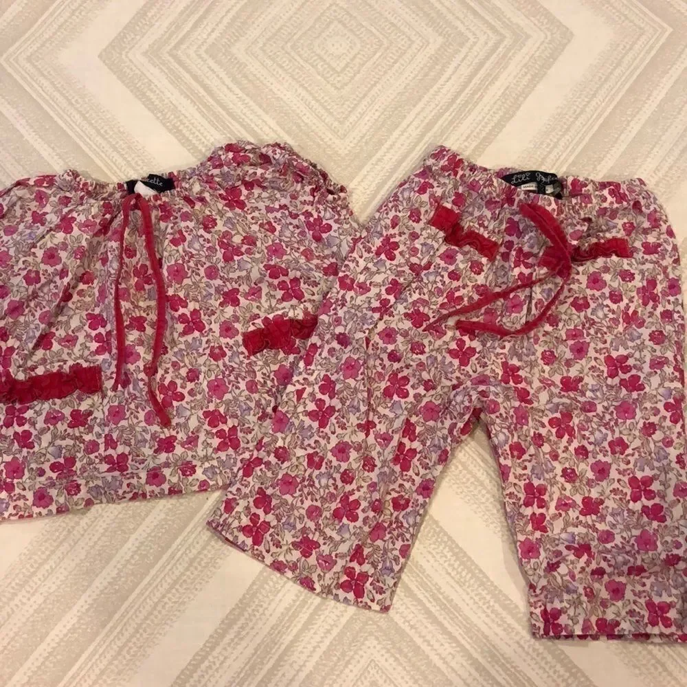 Lili Gaufrette Floral Baby Girls Top & Pants Set Size 12 Months
